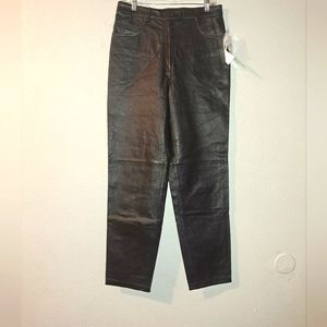 NWT Vintage Lew Magram Leather High Waist  5 Pocket Pants Black Size 10
